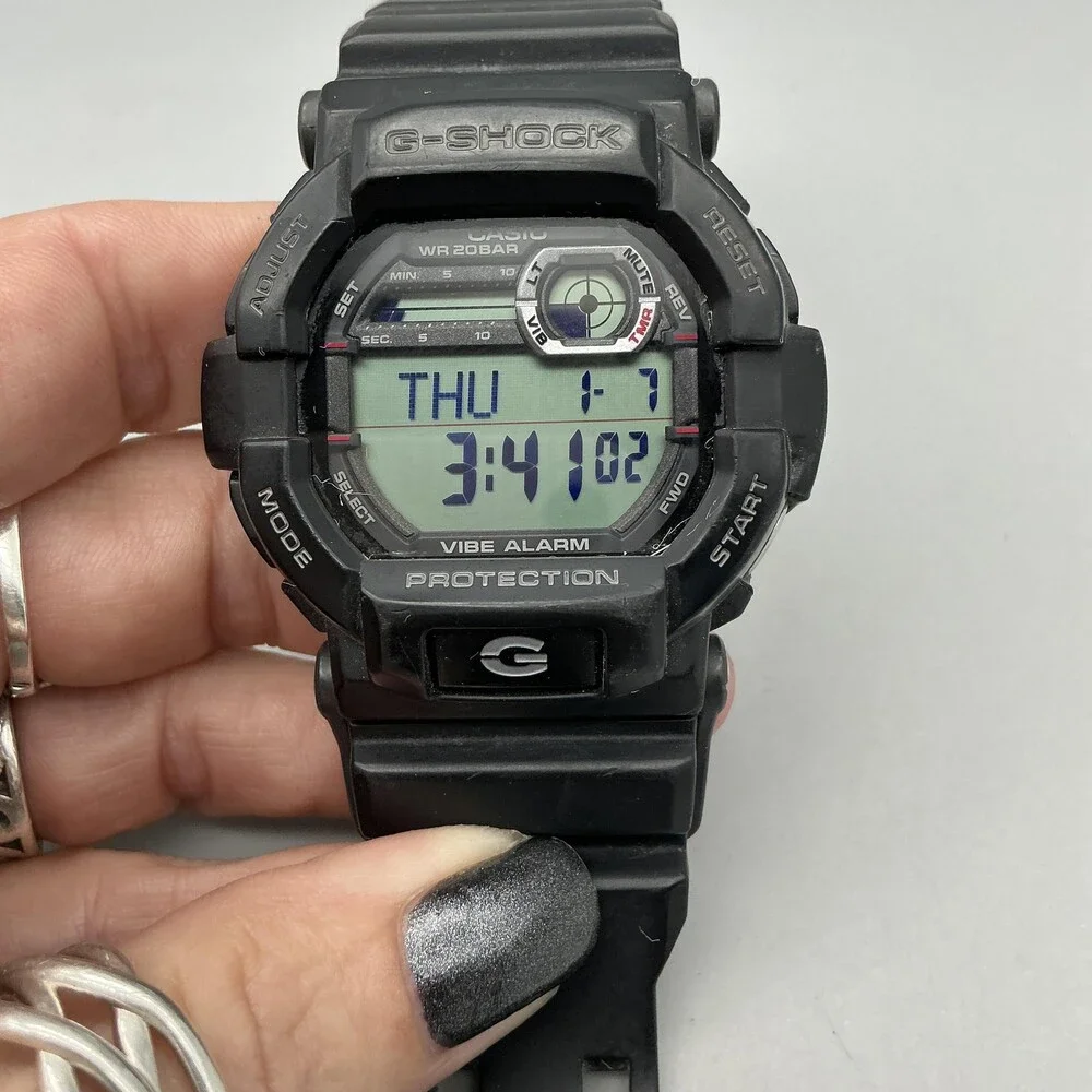 Casio G-Shock GD-350 Mens Watch 50mm Gray Digital Black Resin Alarm New Battery